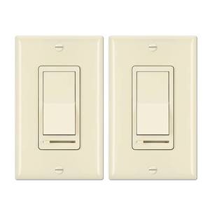 lot 10447 image: BESTTEN 2 Pack Almond Dimmer Wall Light Switch, Compatible with Dimmable LED, CFL, Incandescent and Halogen Bulb, Single Pole or 3-Way Dimmer Switches, 120VAC, Decorator Wall Plate Included