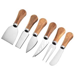 lot 10451 image: Guojanfon 6 Piece Cheese Knives Set with Wooden Handle, Mini Steel Stainless Cheese knife set for Charcuterie and Cheese spread, Perfect for Cheese Slicer and Butter Cutter (Acacia)