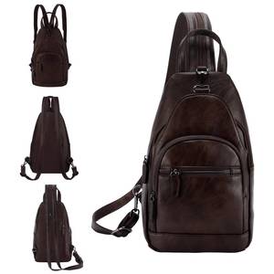 lot 12164 image: RAVUO Sling Bag for Women, Faux Leather Convertible Backpack Purse Ladies Anti Theft Cross Body Bag with Multi Pockets for Travel Cycling Hiking Shopping,Coffee