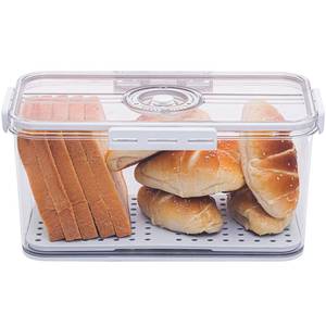 lot 13163 image: ANYPROLUS Bread Box for Homemade Bread Boxes for Kitchen Counter Airtight, Time Recording Bread Storage Container with Lid, Bread Containers Storage Airtight Loaf Bread Keeper, White