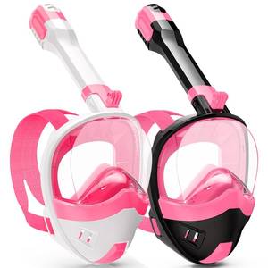 lot 13167 image: Full Face Snorkel Mask, Snorkeling Gear for Adults Kids with Latest Dry Top Breathing System and Detachable Camera Mount, with 180 Degree Panoramic View (Black PinkWhite Pink, SM)