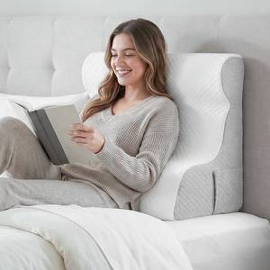 lot 13189 image: Wedge Pillow for Sleeping - Orthopedic Bed Wedge Pillow for Post-Surgery Recovery, Acid Reflux and Snoring Relief - Memory Foam Back Support Pillow for Sitting Up in Bed, Headboard Cushion - White