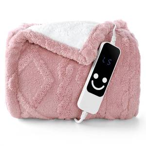 lot 13190 image: Kmall Heated Throw Blanket, Electric Blanket Throw with 5 Heating Levels and 12 Hours Auto Off,Flannel to Sherpa Super Cozy Heated Blanket for Bedding Sofa Machine Washable, 50x60 inch, Pink
