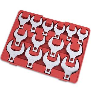 lot 13192 image: EFFICERE 14-Piece Premium 12 Drive Jumbo Crowfoot Wrench Set, Chrome Vanadium Steel, Includes Standard SAE Sizes from 1-116in to 2in with Storage Trayin
