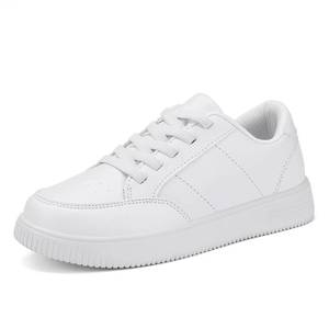 lot 13196 image: DSWED White Kids Tennis Shoes for Boys Girls Leather wear Athletic Fashion Sneakers Running Shoes Big Kid Size 5 M US