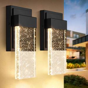 lot 13197 image: BesLowe Outdoor Wall Light Fixtures with Crystal Bubble Glass, Waterproof Exterior Sconces LED Wall Lanterns, Porch Lights Wall Mounted 10W 3000K Outside Lights for House Front Door Garage Entryway