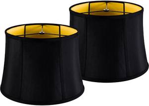 lot 13198 image: GOSO Black Lamp Shades Set of 2 Large Drum Lampshades -12x14x10 inch (Spider) Foldable Lamp Shade for Floor Lamps Table Lamp Natural Faux Silk Lampshade Replacement Rustic Shade-Easy Assembly