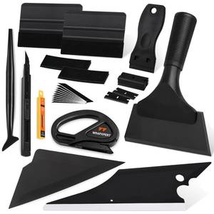 lot 14126 image: WRAPXPERT Window Tint Kit 15 PCS Vinyl Wrap Tools Kit Vehicle Glass Protective Film Installing Tool Included Squeegee Tool Kit, Plastic Scraper, Safety Film Cutter, Utility Knife with Blades