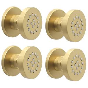 lot 14141 image: Brass Round Shower Body Spray Jets 4 Pack, HOMEDEC Spa Massage Nozzle 2inch Rain Showerhead Wall Mount Rainfall Shower Head Sprayer, Brushed Gold