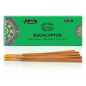lot 14146 image: Raajsee Incense Sticks Eucalyptus 100 gm Pack-100percent Pure Organic Natural Hand Rolled Free from Chemicals-Perfect for Church, Aromatherapy,Relaxation,Meditation,Positivity and Sensual Therapy