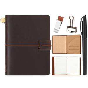 lot 14160 image: Thenshop Travelers Refillable Leather Journal Notebook Travel Diary Handmade Passport Travelers Journal for Men and Women with 3 Notebook Inserts, Pen Holder, Binder Clip(Dark Brown,Passport Size)