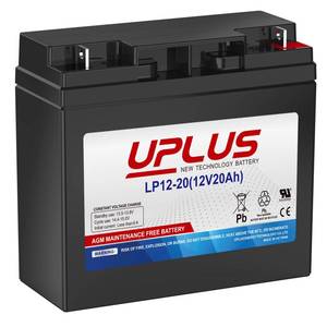 lot 14182 image: UPLUS 12V 20Ah Deep Cycle AGM Battery, LP12-20 Rechargeable SLA Batteries, Replace for EXP12200, HR22-12, BP20-12, F19-12B, UB12200, FM12200, 6fm20, ML22-12, ML18-12, EXP12180, DJW12-20Z