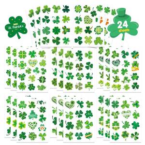 lot 14185 image: OTAITY 309 PCS St. Patrickfts Day Stickers - 24 Sheets Lucky Shamrock Green Vinyl Stickers for Kids, Indoor Use on Metal, Plastic, Glass, Wood, Fabric