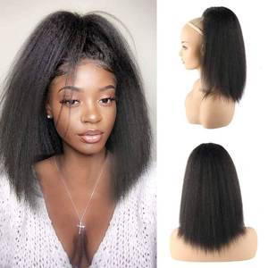 lot 14202 image: LEOSA Ponytail Extension 14 inch Drawstring Ponytails for Black Women Short Natural Black Yaki Straight Drawstring Ponytail Hair Extensions (14 Inch (Pack of 1), 1B#)