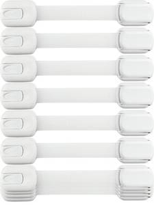 lot 14211 image: Child Safety Strap Locks (10 Pack) Baby Locks for Cabinets and Drawers, Toilet, Fridge and More. 3M Adhesive Pads. Easy Installation, No Drilling Required, White