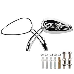 lot 14213 image: VG MOTO Motorcycle Skull Teardrop Rearview Mirror 8mm 10mm Side Mirrors 360 Degree Chrome Universal Replacement for Harley Touring Softail Dyna Sportster XL 883 1200 Electra Glide