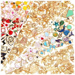 lot 14214 image: 200Pcs Charms for Jewelry Making, Assorted Wholesale Mixed Bulk Metal Earring Bangle Charms for DIY Necklace Bracelet Jewelry Making and Crafting (Assorted Color)