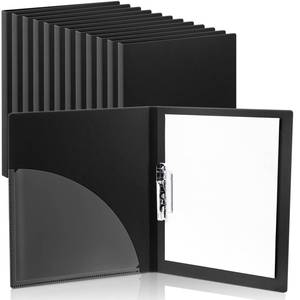 lot 14215 image: Teling 12 Pack Punchless Clamp Binder Folder 8.5 x 11 Inch Ringless Binder Holds with Pocket, Flexible Metal Clip and Poly Covers, 100 Letter Size Pages, for Work, School(Black)