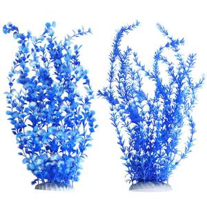 lot 14224 image: Hamiledyi Aquarium Plastic Plants Aquarium Decor Artificial Fish Tank Plants,Tall Fish Tank Decorations, Extra Large Aquarium Plant 23.6-inch Tall,2PCSBlue