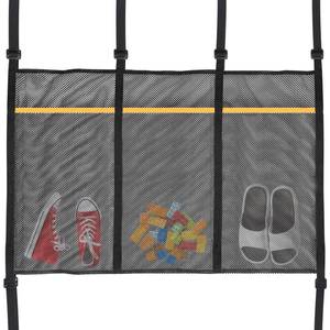 lot 14227 image: Mordx Trampoline Shoes Bag, 3 Pouch Storage Mesh Bag Trampoline Shoe Holder,Indoor Household Item Fitness Shoes Organizer, Trampoline Item Storage Accessories Equipment Bag, black