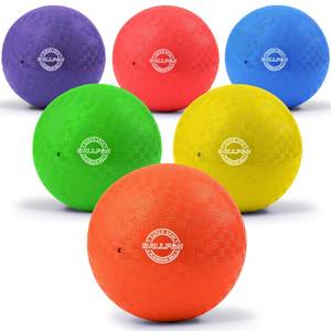 lot 14236 image: BallFUN Dodgeballs Playground Balls 8.5, Dodge Ball Set for Kids and Adults, Bouncing Kickballs Handball for Outdoor and Indoor Games - Includes Pump and Mesh Storage Bag (8.5in,6 Pack)in