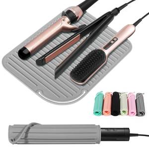 lot 14244 image: Quccefods Heat Resistant Mat Large Silicone Hot Hair Tools Holder for Curling Irons Flat Iron Hair Straightener Mat Portable Vanity Pad AccessoriesOrganizer