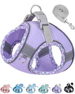 lot 14253 image: Petank Dog Harness for Small Medium Dogs No Pull, Puppy Harness and Leash Set, Step in Dog Harness for Walking, Running, Training, Small Dog Vest, Medium Dog Vest (Purple, M)