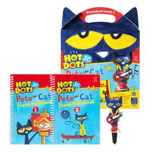lot 14268 image: Educational Insights Hot Dots Jr. Pete The Cat - I Love Preschool Set with Interactive Pen, Math and Reading Workbooks, 200 Multi-Subject Lessons, Ages 3 (No Pete Figurine)