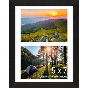 lot 14273 image: Lacopgr 5x7 Double Picture Frame Collage 2 Openings, 8.5x11in Multi Photo Collage Frame 5inx7in Gallery Wall Decor Wooden, Black Frame with White Mat, Woodin