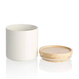 lot 14281 image: Sweejar Kitchen Canisters Ceramic Food Storage Jar, Stackable Containers with Airtight Seal Wooden Lid for Serving Ground Coffee, Tea, Sugar, Salt and More - 16 Fl Oz (White)
