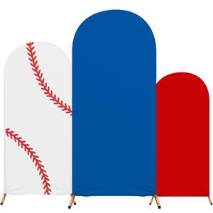 lot 14286 image: Tingjoo 3 Pcs Classic Baseball Arch Backdrop Stand Cover Spandex Fitted Sports Theme Birthday Arch Cover 4ft, 5ft, 6ft Photo Background Props for Birthday Party Decoration