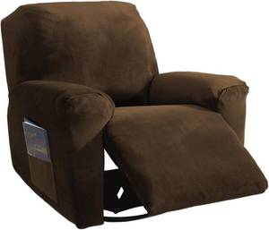 lot 14288 image: NORTHERN BROTHERS Recliner Chair Covers, Stretchy Recliner Couch Covers, Lazy Boy Velvet Chair Covers, Sofa Cover (Dark Brown, XL 1 Seat)