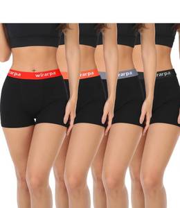 lot 14291 image: wirarpa Womenfts Cotton Boxer Briefs Underwear Boy Shorts 3 Inseam 4 Pack Black Mediumin
