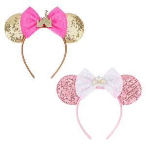 lot 14302 image: AQOKKA Mouse Ears Headbands with Bow Minnie Ears Cosplay Costume Hair Accessories for Women Birthday Party Decoration