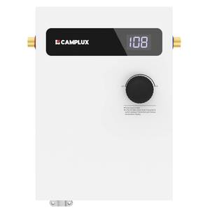lot 15325 image: CAMPLUX Tankless Water Heater Electric 11kW 240 Volt, Point-of-Use Digital Display, Electric Instant Hot Water Heater with Self-modulating, Side Water Connection for Easier Installation, White