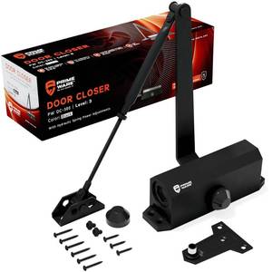 lot 16002 image: PrimeWare DC-300 Automatic Adjustable Door Closers for Home  Soft Close, No Slam  Residential and Commercial Door Closer  Level 3  for Doors Weighing 90-140 lbs  Hydraulic Door Spring - Black