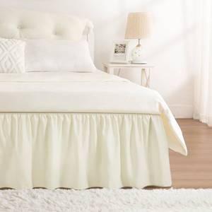 lot 16006 image: RIMELA Ivory Bed Skirt Queen Size 15 Inch Drop, Elastic Bed Skirting for Bed Base and Frame, Bedding Dust Ruffle Easy to Install, Lightweight Wrap Around Adjustable Bedskirt