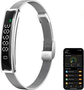 lot 16007 image: ZBNMY Health Smart Bracelet,Fitness Tracker with Heart Rate, Sleep Monitoring, Blood Oxygen, Step Counting for iOS and Android, No Subscription Fee, Waterproof(Silver)