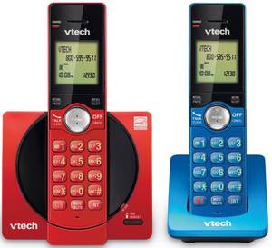 lot 16010 image: VTech Cordless Phone System, 2 Handset Landline Phones with Caller IDCall Waiting, Full Duplex Speakerphone, Illuminated Keypad, ECO Mode, Wall Mountable - CS6919-2R