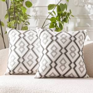 lot 16012 image: WACOMECO Pack of 2 Embroidered Decorative Throw Pillow Covers - Accent Boho Pillowcases Farmhouse Cushion Covers for Sofa Bedroom Couch Car, 18 x 18 in, Grey