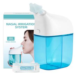 lot 16481 image: SEMIOEN Nasal Irrigation System with 30 Saline Packets, Sinus Rinse Machine, Nose Sinus Cleaner Machine with Water Tank and Waste Collection Tank - Blue