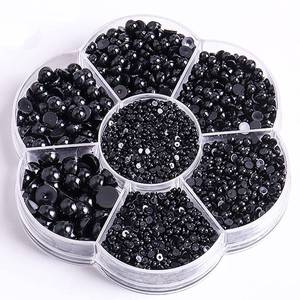 lot 16484 image: Xenophoer 5900 Pcs Half Pearls for Crafts Black Nail Pearls for Nail Art Falt Back Pearls for Makeup Craft Pearls for Artists Creative DIY Flatback Pearls for Nails (23456810mm) , (ZZ003)