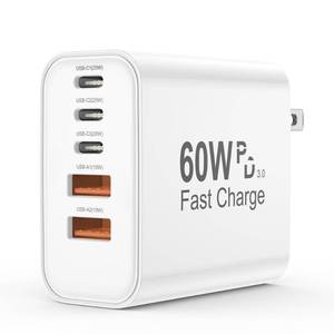 lot 16488 image: USB C Charger Block, 60W 5 in 1 Charging Blocks, PD 3.0 Fast Charger iPhone, QC 2A Wall Plug Multiport Type C Charging Block for iPhone 17 16 15 14 13 12 Pro Max, iPad, iPod, Samsung, AirPods Pro