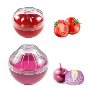 lot 16494 image: Magicaleast 2PCS Fruit and Vegetable Shaped Savers Onion and Tomato Storage Containers for Fridge Vegetable Crisper Makes Food Stays Fresh Longer