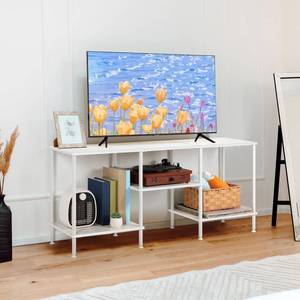 lot 17332 image: Luplom White TV Stand with Storage for 50 Inch TV Modern Entertainment Center with Open Storage Shelves 3 Tier Wood TV Console Table Media Cabinet for Living Room Bedroom Office