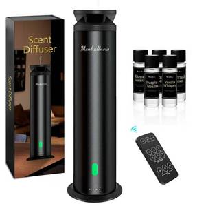 lot 17346 image: Monhallnow Waterless Scent Diffuser Starter Kit � 1000 Sq Ft Coverage, Suitable for Home and Hotel Series Diffuser, Includes 5 Scent Oils, Remote Control, Large Room Essential Oil Diffuser, Ultra Black