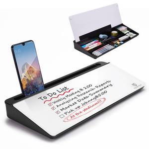 lot 17352 image: TSJ OFFICE Desktop Whiteboard Dry-Erase-Board - Computer Keyboard Stand White Board Surface Pad with Drawer, Desk Organizers with Accessories for Office, Home, School Supplies - Black
