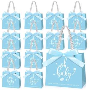 lot 17354 image: Spakon 25 Packs Baby Shower Favors for Guests Oh Baby Gifts Bag with Handles Paper Goodie Gift Bags with Ribbon for Newborn Gender Reveal Favors(Blue)