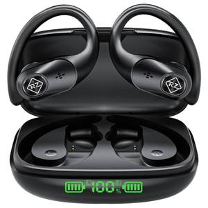 lot 18205 image: Wireless Earbuds Bluetooth Headphones 96H Playtime LED Display Waterproof Built in Mic Deep Bass Sound Secure Over Ear buds Earhooks for iPhone Android Samsung Cell Phones Sport Running Workout Gaming