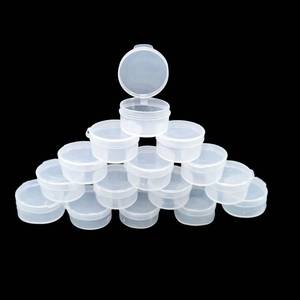 lot 18229 image: Zfyoung 50 pcs plastic cosmetic jar 5g5ml clear case with snap lids portable,Travel Storage Cosmetic Samples Beauty Products Mini Containers with Lids, Airtight Cosmetic Containers with Lids,Holds lotions, creams, beads, rhinestones.